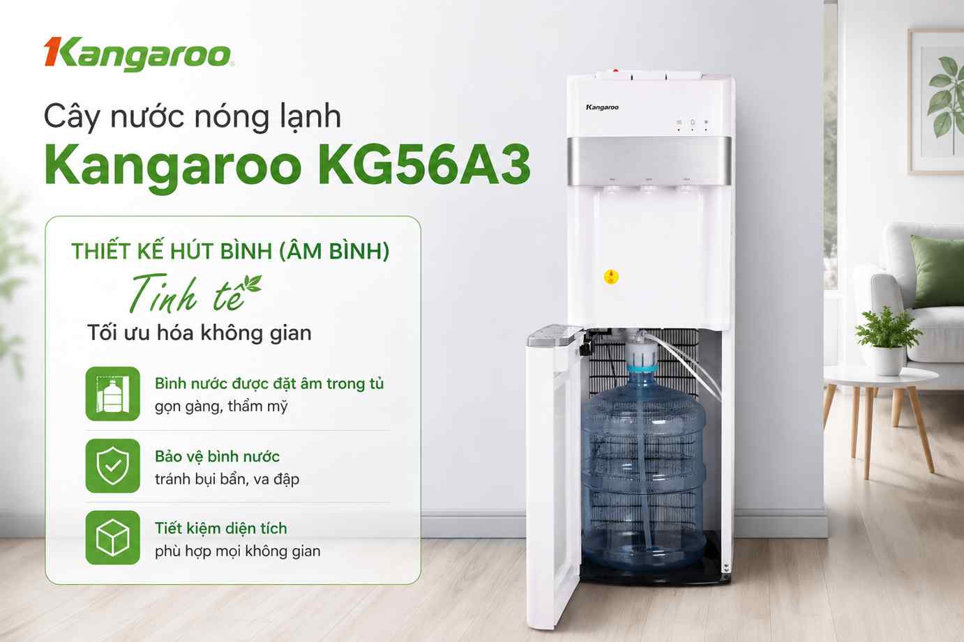 Cây nước nóng lạnh Kangaroo KG56A3 làm lạnh bằng Block